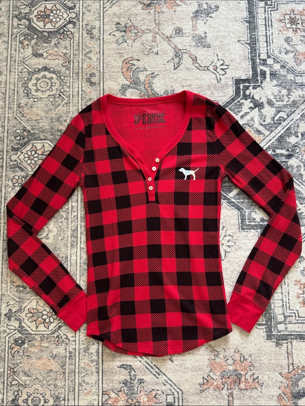 PINK Red & Black Buffalo Plaid Shirt